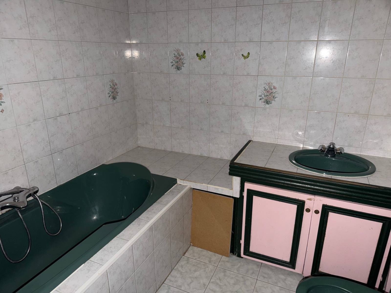 Salle de bain avec baignoire et WC